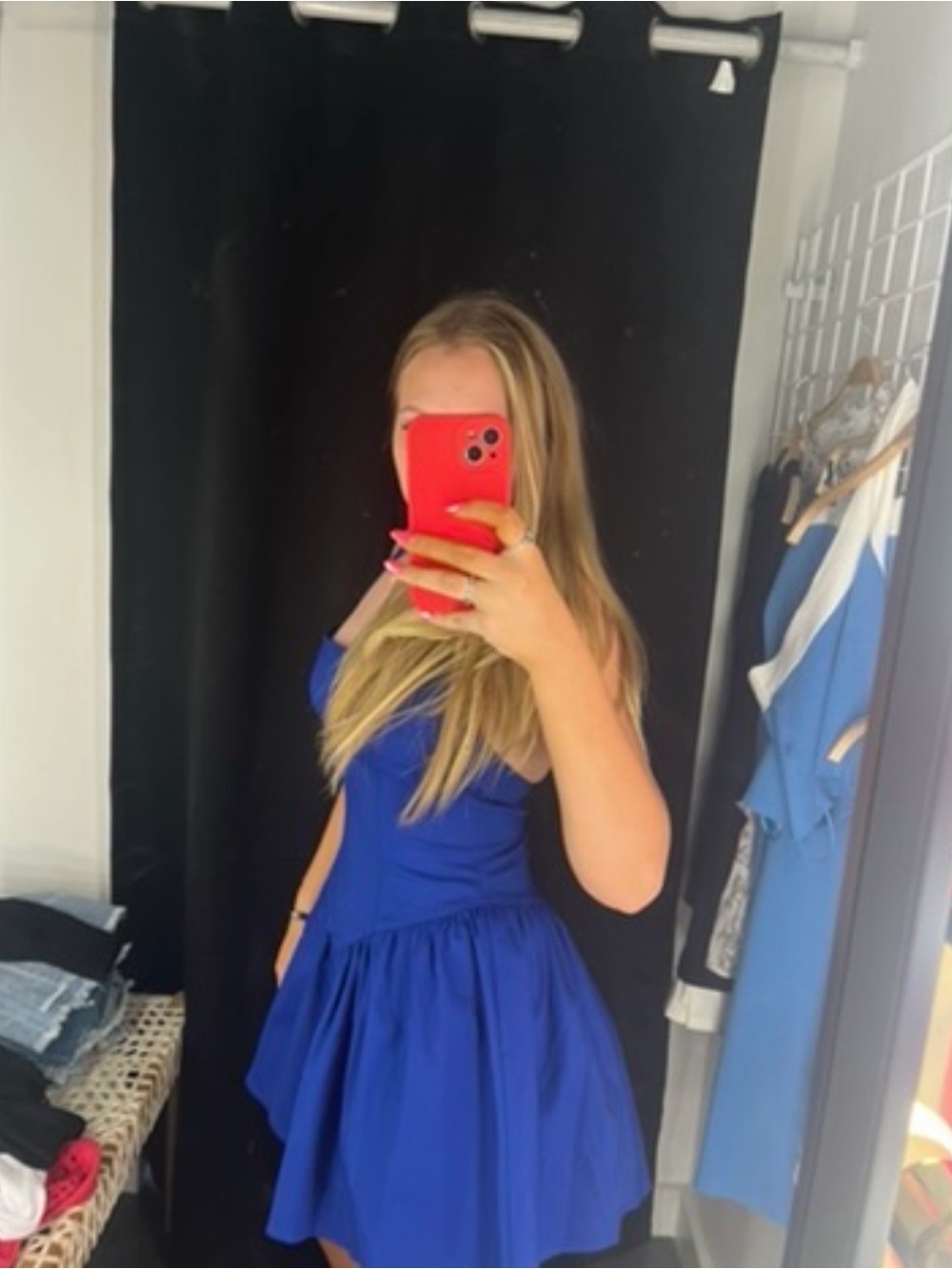 HABIT Vivid Belted Mini Dress Blue | Size Medium | Flattering Summer Dress